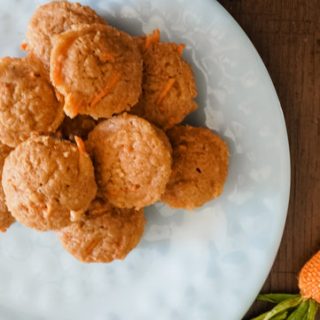 carrot cake muffins with a blue plate