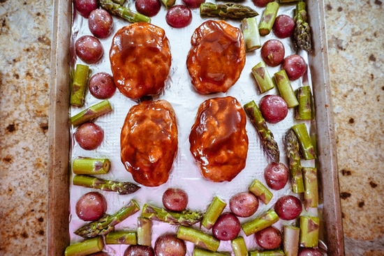 Turkey Meatloaf with Roasted Potatoes and Asparagus Sheet Pan Dinner
