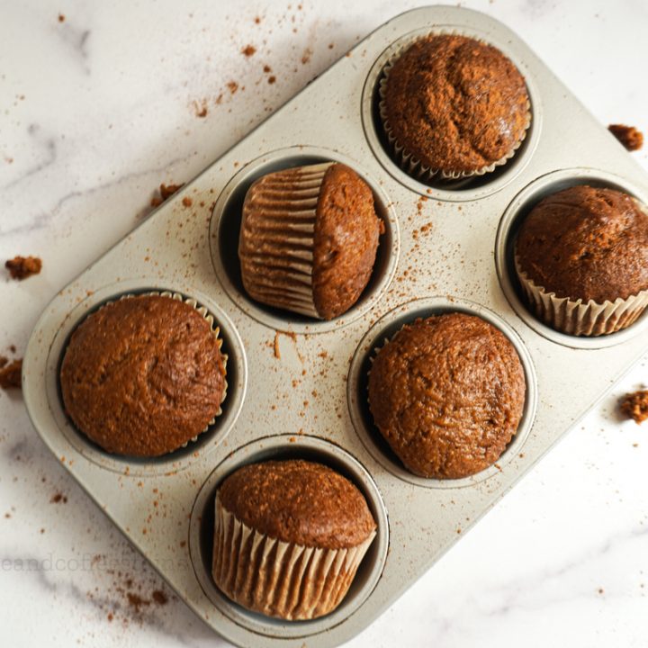 healthy pumpkin spice muffins in a cupcake tin