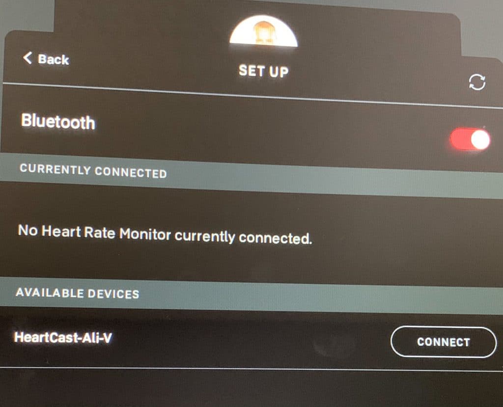 heart rate connection screen