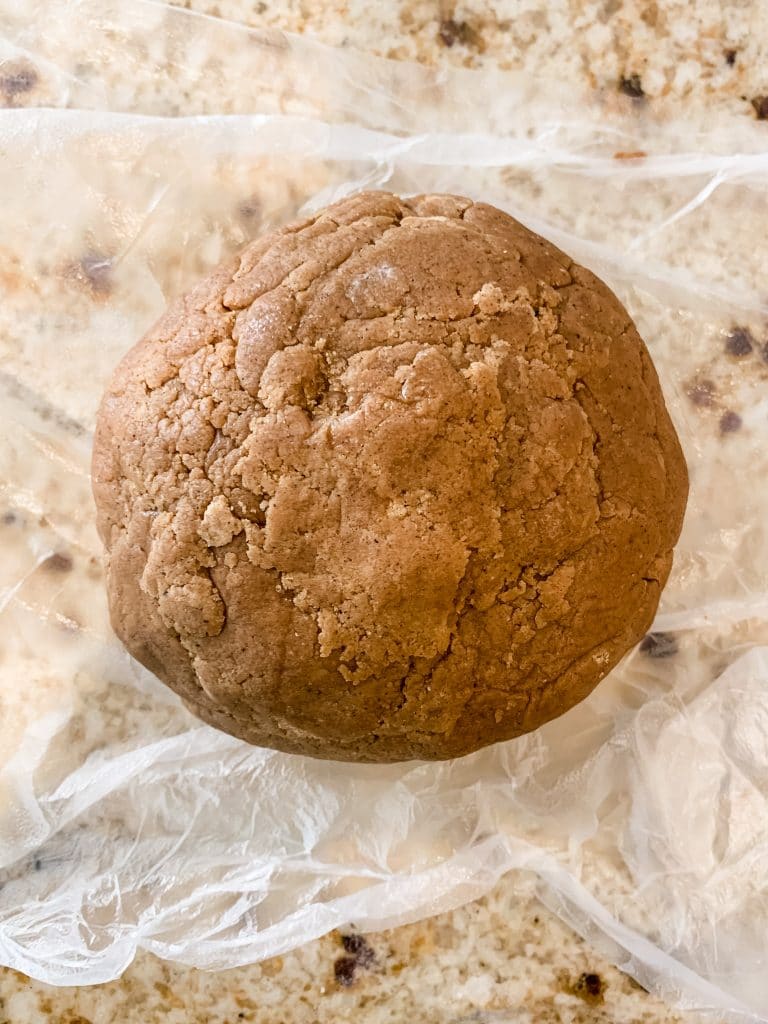 a ball of vegan gingerbread dough