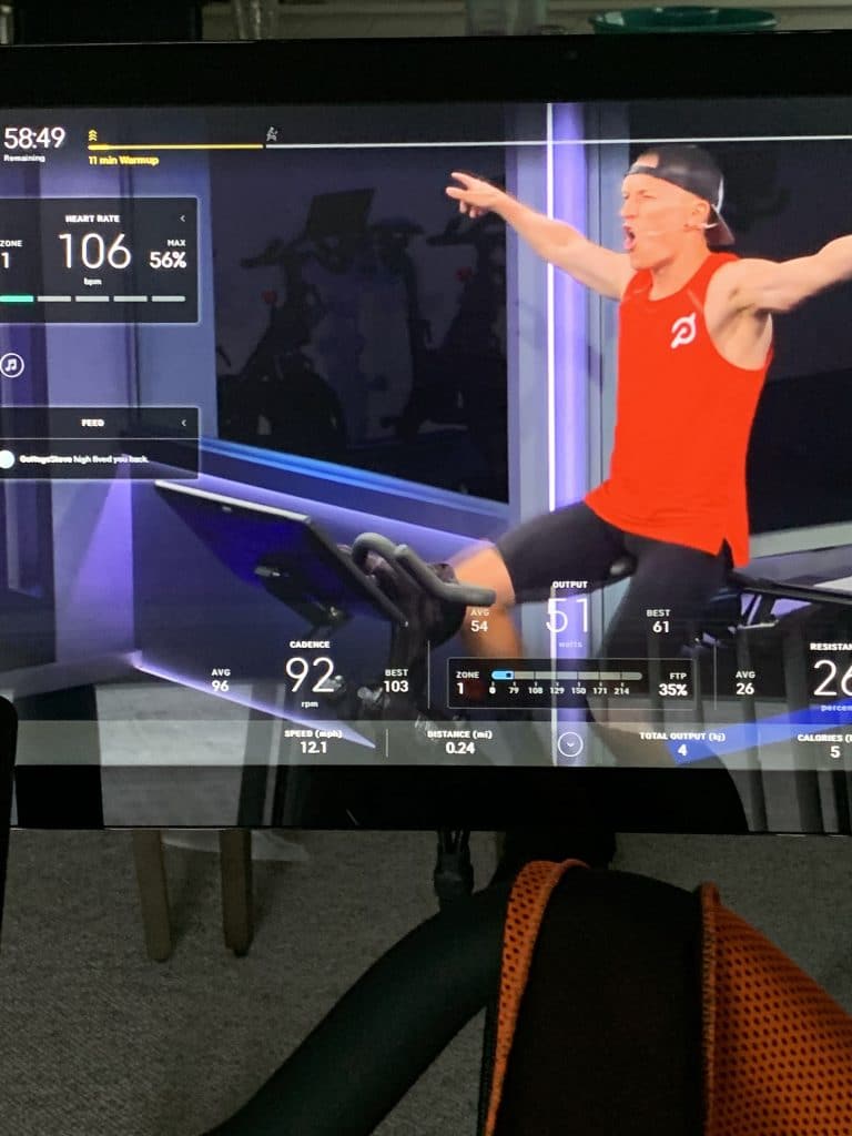 peloton class with heart rate display