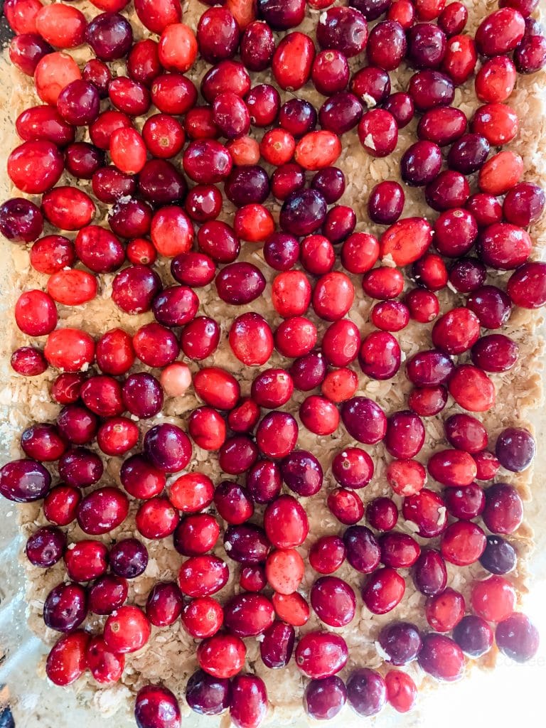 cranberries on top of oat mix