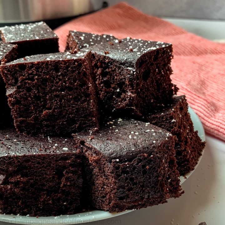 close up of brownies on a plate
