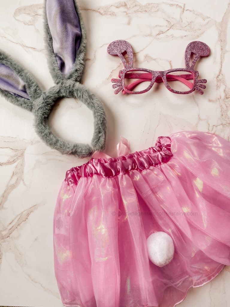 bunny ears, bunny sunglasses and an easter bunny pink skirt