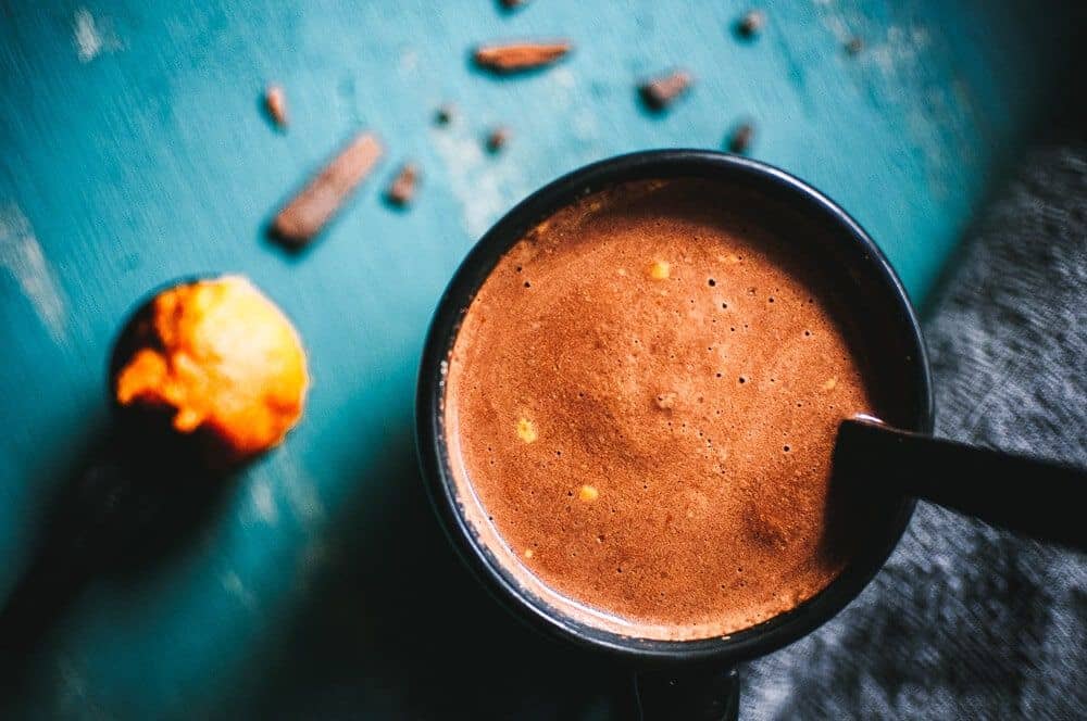 pumpkin hot chocolate in a mug