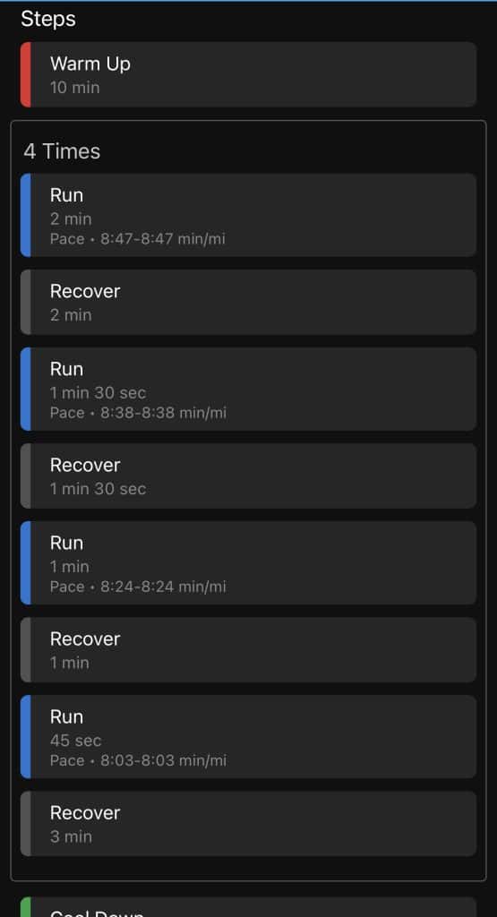 garmin workout in connect