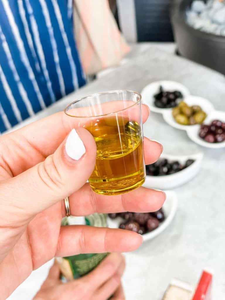 olive oil in a shot glass