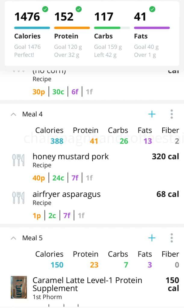 nutrition tracking in the app