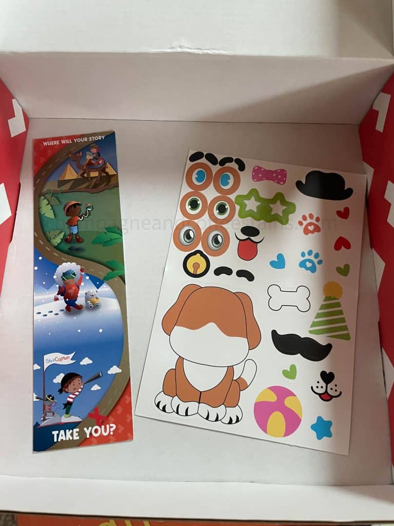 inside the story captain box with stickers