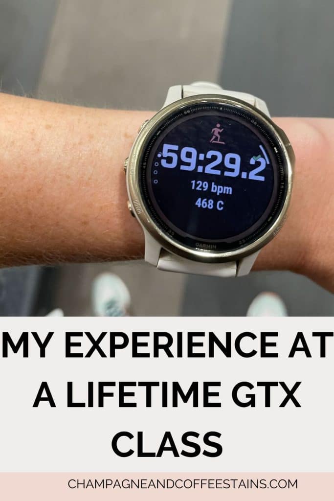 photo of a garmin watch with text my experience at a lifetime gtx class
