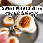 sweet potato bites on a fork