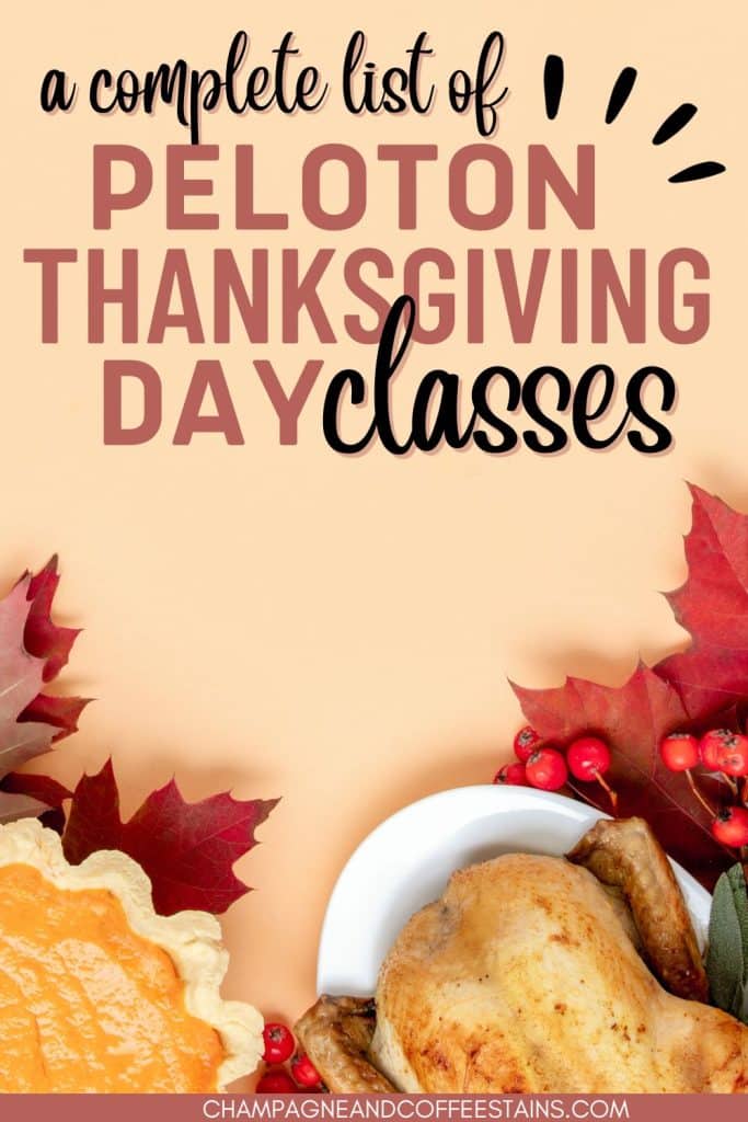 image of a turkey with text complete list of peloton thanksgiving day classes