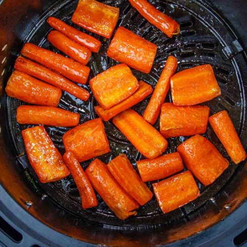 air fryer carrots in an air fryer basket
