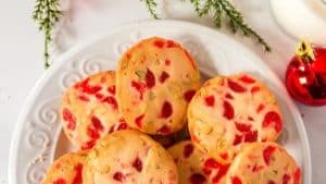 cherry christmas cookies on a plate