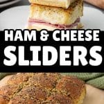 images of sliders with text that reads ham and cheese sliders