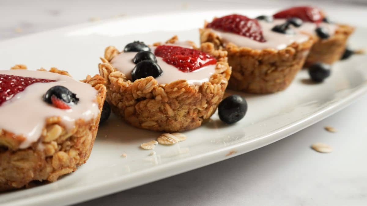 granola cups on a plate