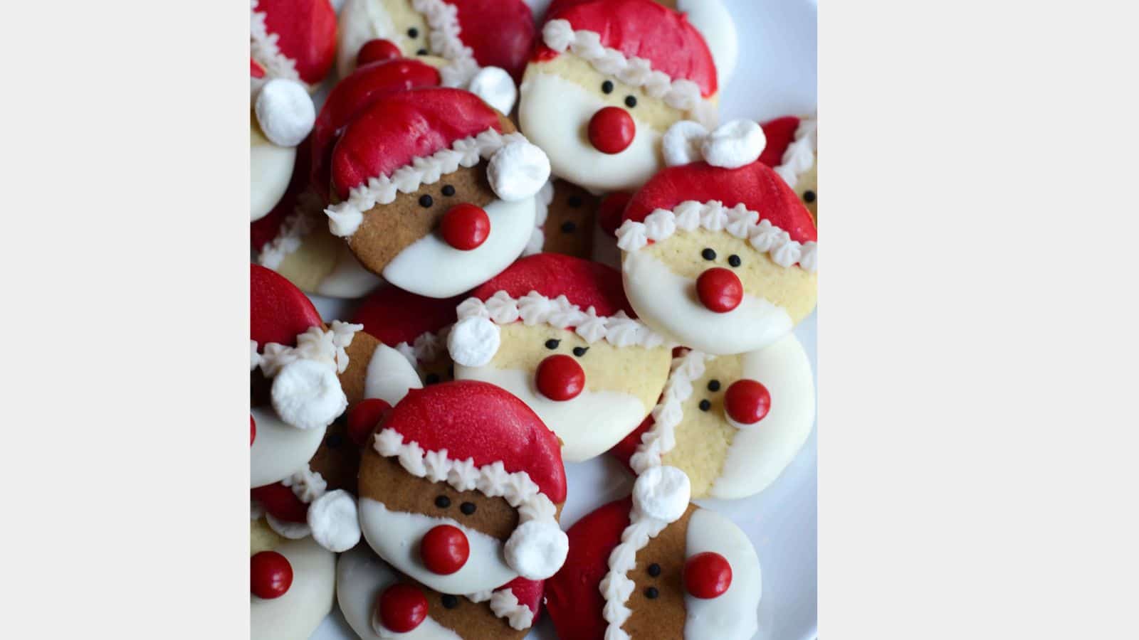 santa cookies on a plate