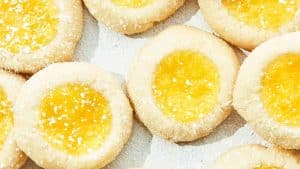 close up of lemon curd cookies