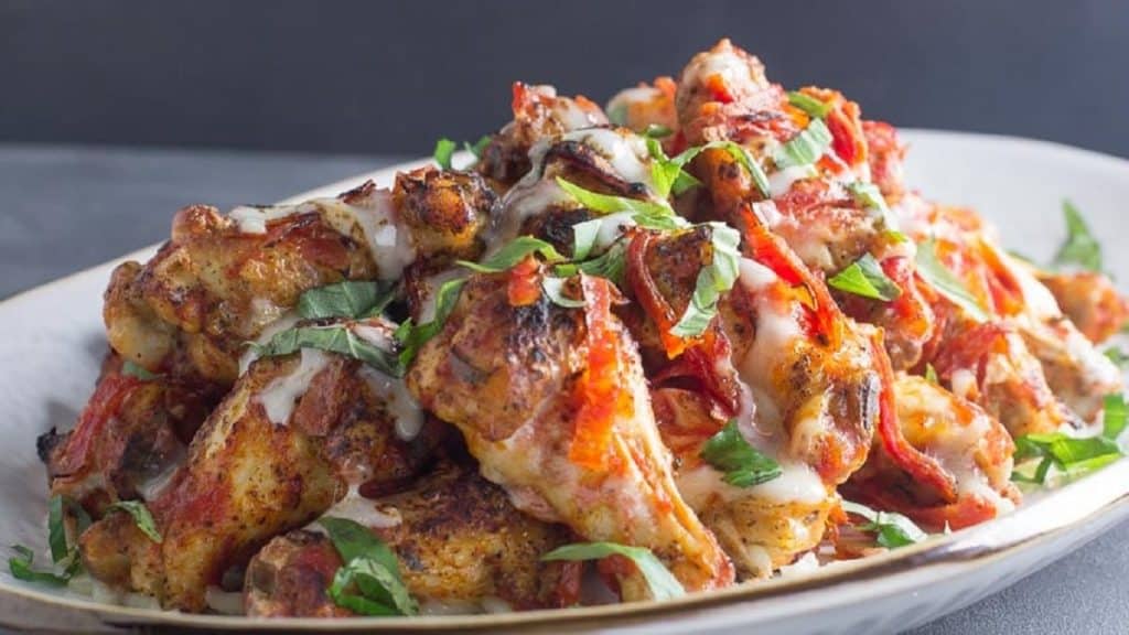 Low FODMAP Pizza Chicken Wings with Pepperoni